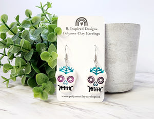 Skull Dangles- Teal/Purple