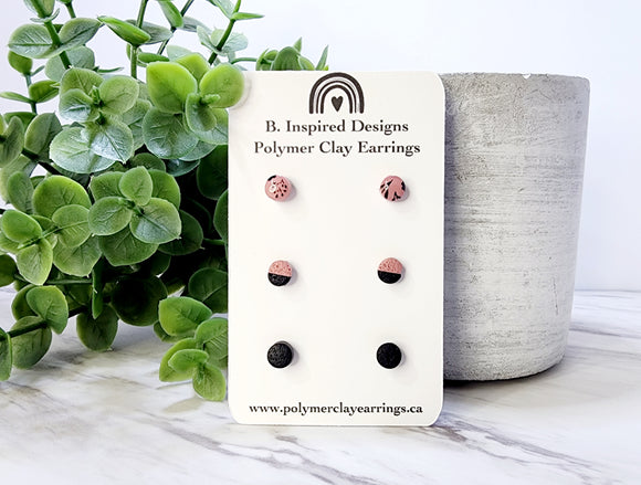 Black & Rose Micro Stud Pack