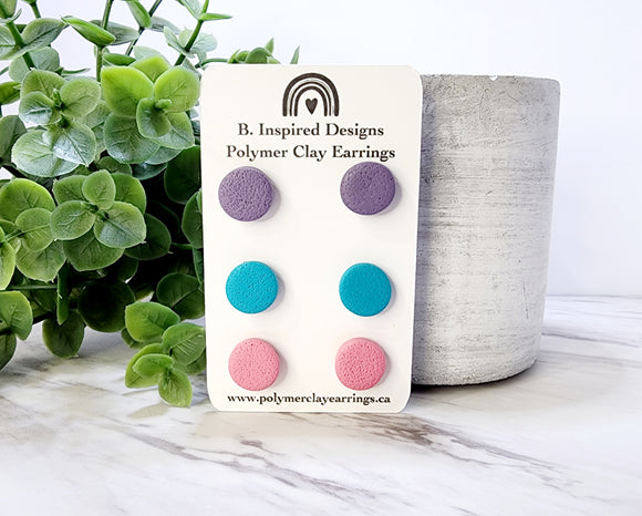 Purple, Teal & Pink Stud Set