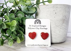 Red and gold heart studs