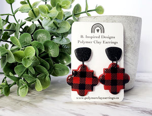 Black and Red Buffalo Plaid Dangles