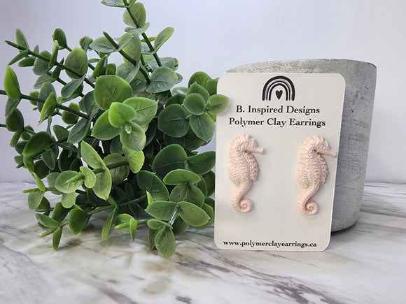 Seahorse Studs in Light Pink