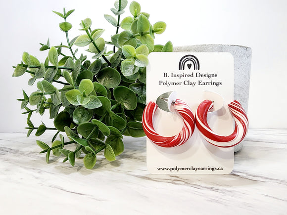 Candy Cane Hoops- Red