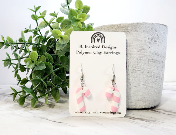 Candy Cane Earrings- Pink