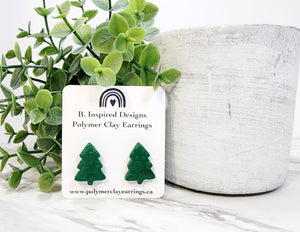 Green Christmas Tree Studs