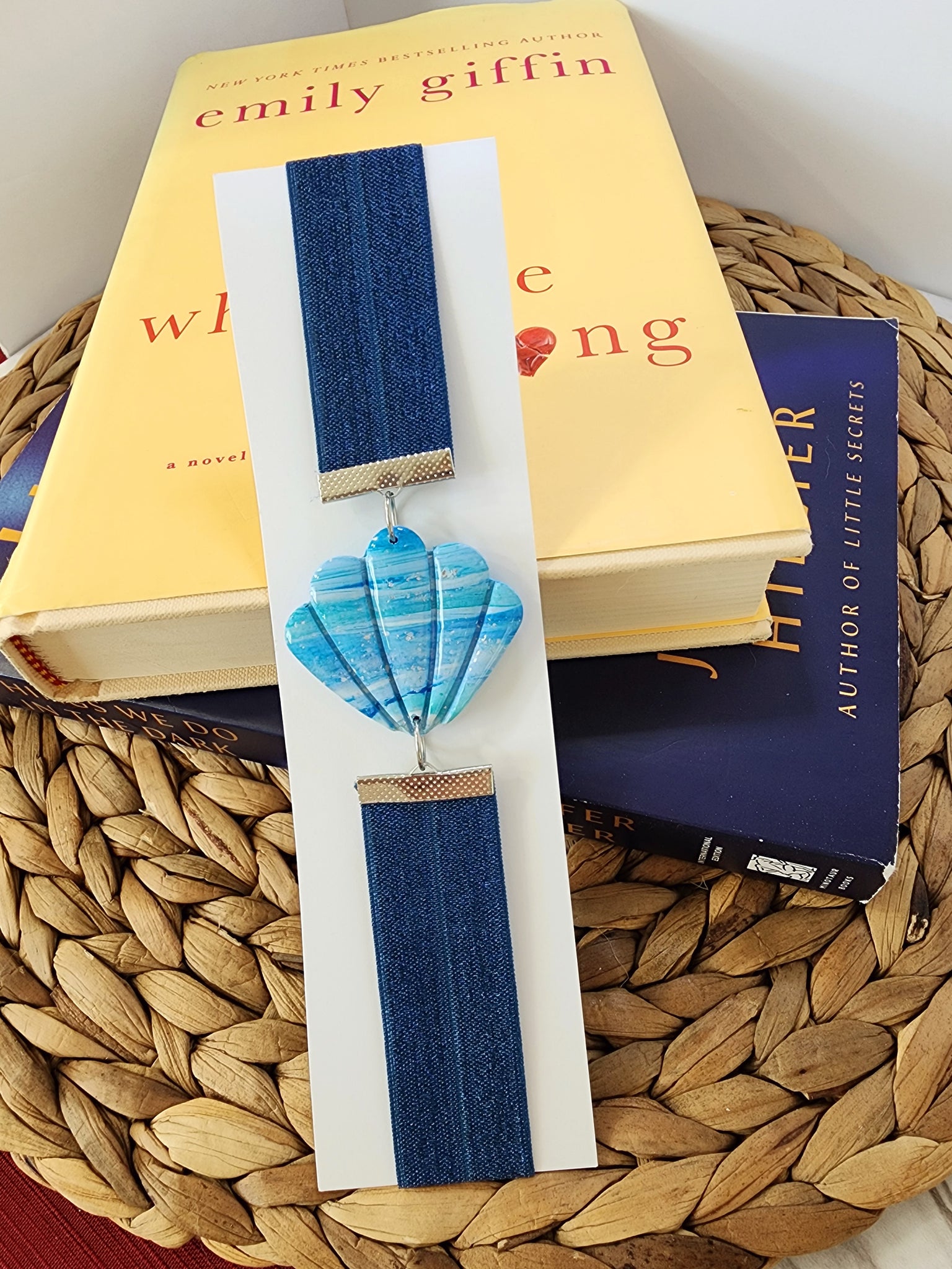 Adjustable Bookmark- Seashell/Blue – B. Inspired Designs- Polymer Clay ...