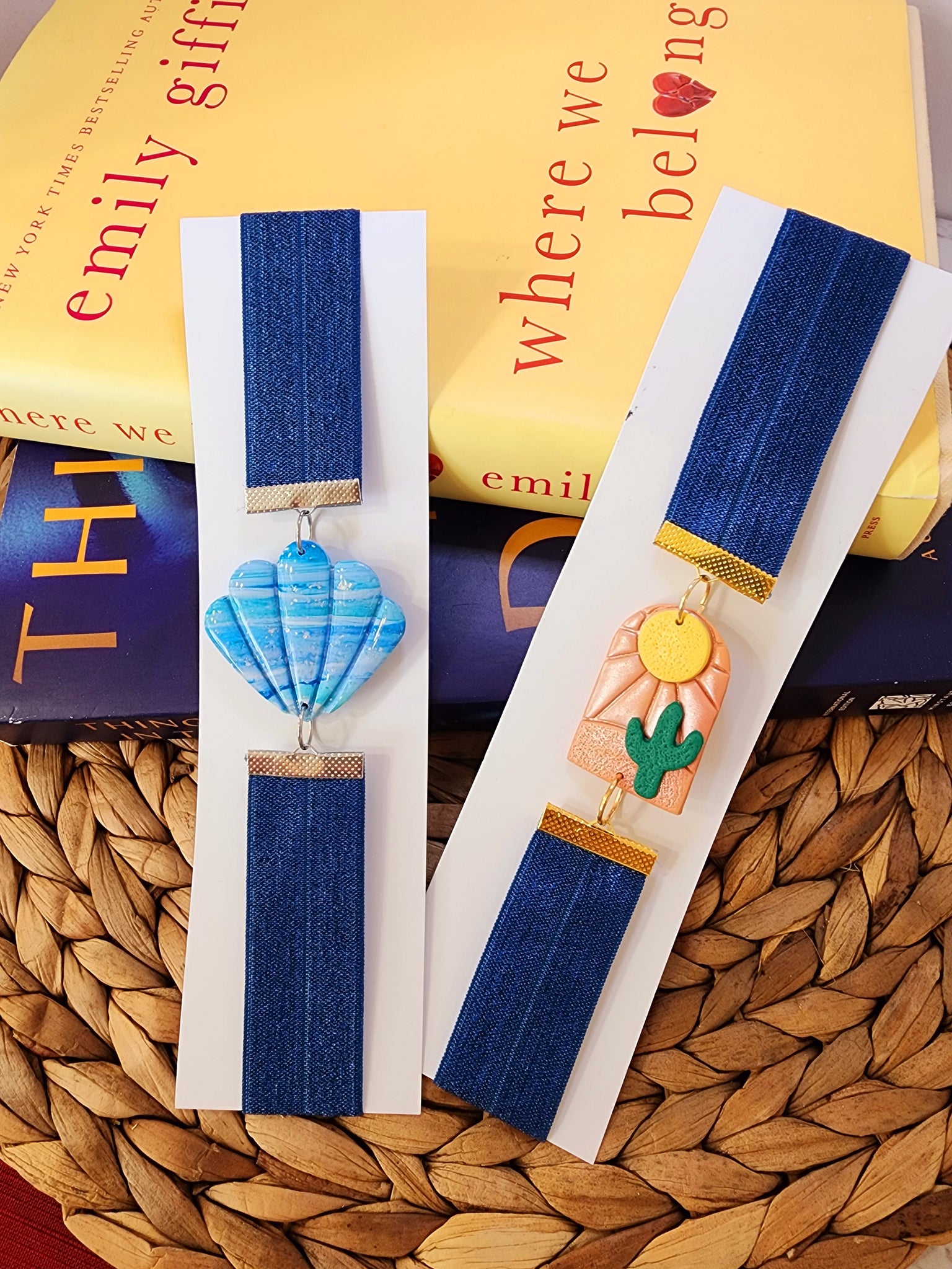 Adjustable Bookmark- Seashell/Blue – B. Inspired Designs- Polymer Clay ...