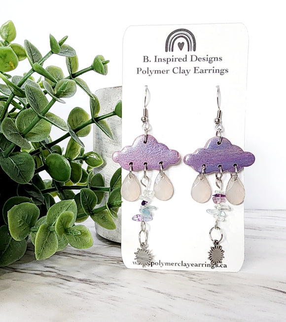 Purple Cloud Dangles with Jewels