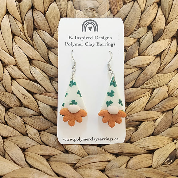Gnome Earrings- St. Patrick's Day (White)