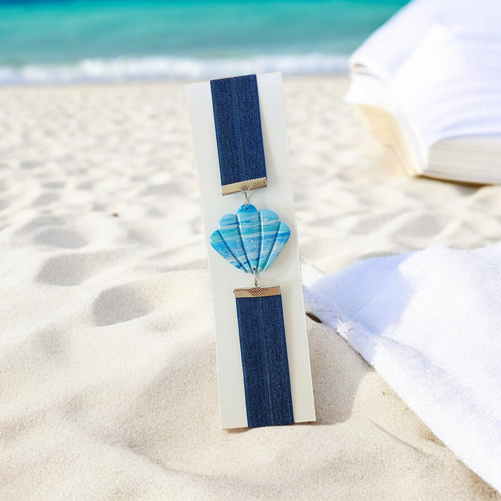 Adjustable Bookmark- Seashell/Blue – B. Inspired Designs- Polymer Clay ...