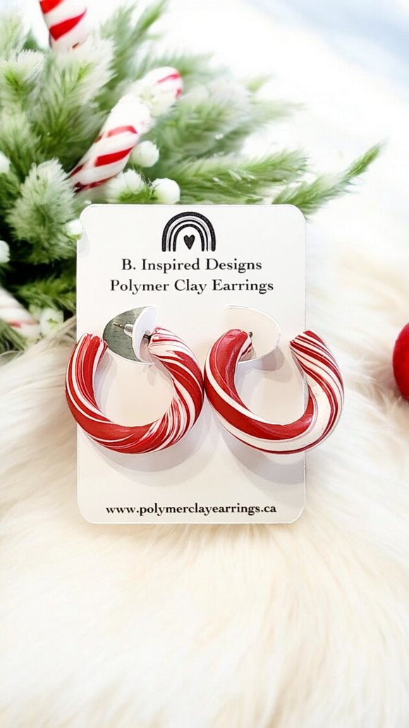 Candy Cane Hoops- Red