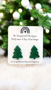 Green Christmas Tree Studs