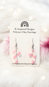 Candy Cane Earrings- Pink