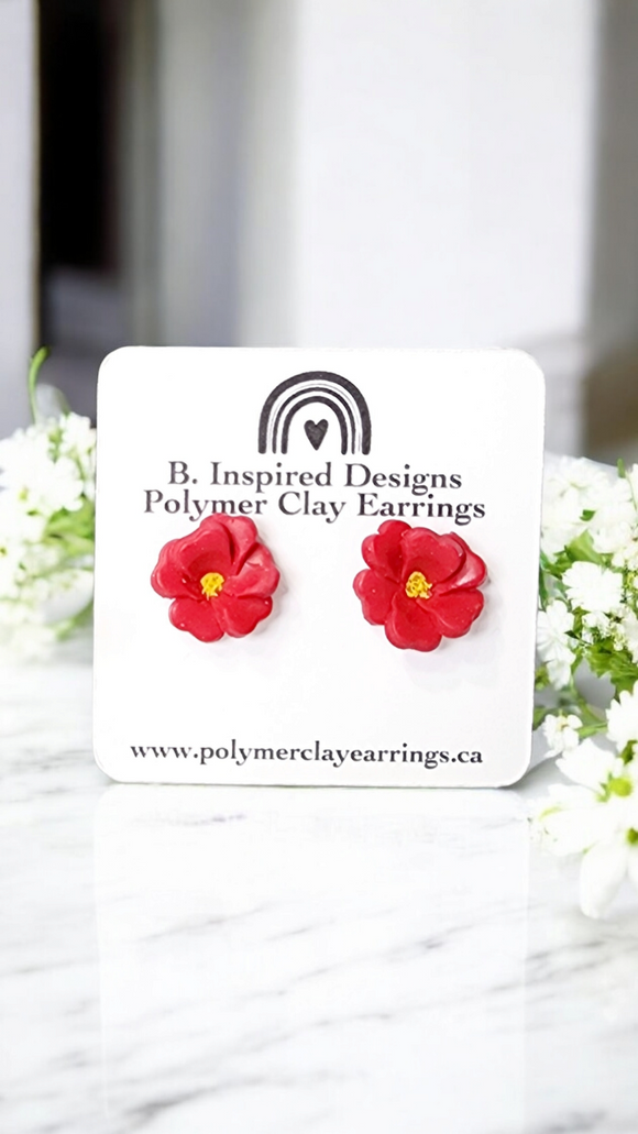 Flower Studs- Red