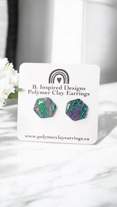 Green & Purple Hex Studs