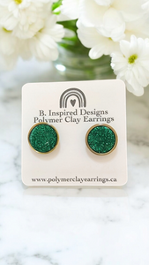 Green Glitter Studs