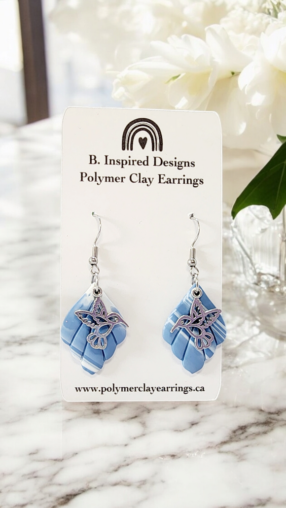 Hummingbird Dangle- White/Blue