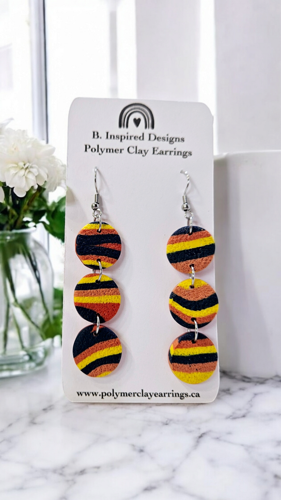 Orange and navy circle dangles