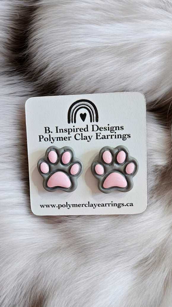 Paw Studs- Grey