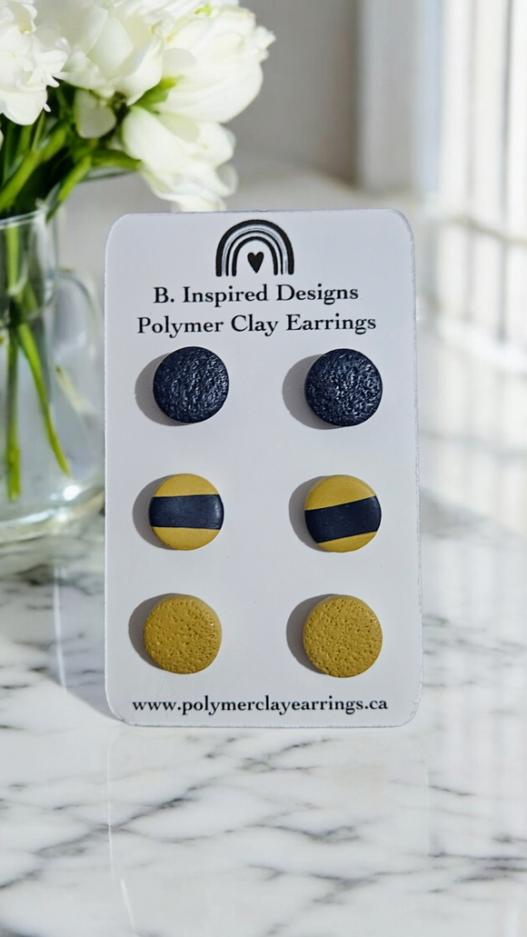 Stud Pack in Mustard & Navy