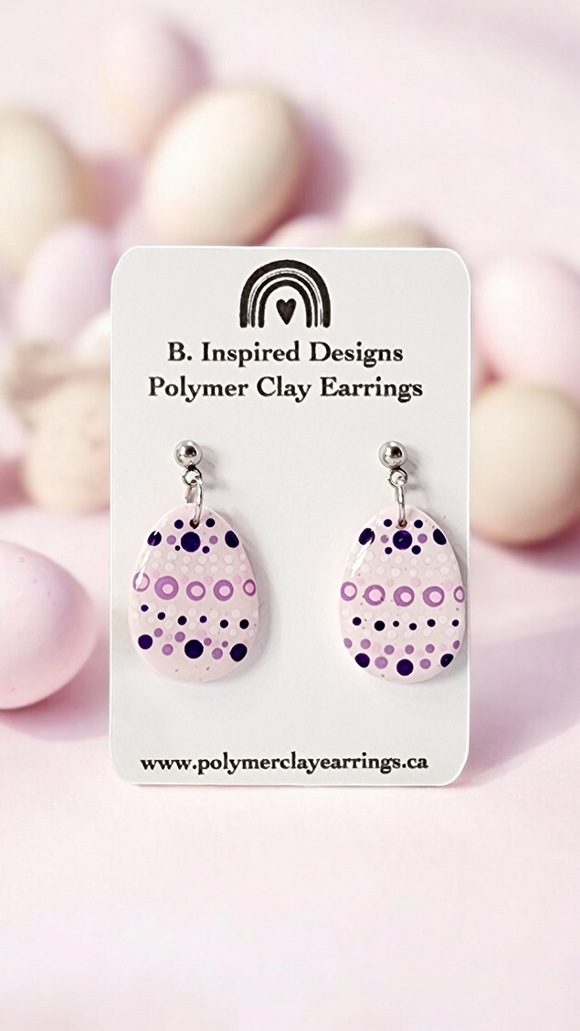 Dotted Easter Egg Dangles- Pink