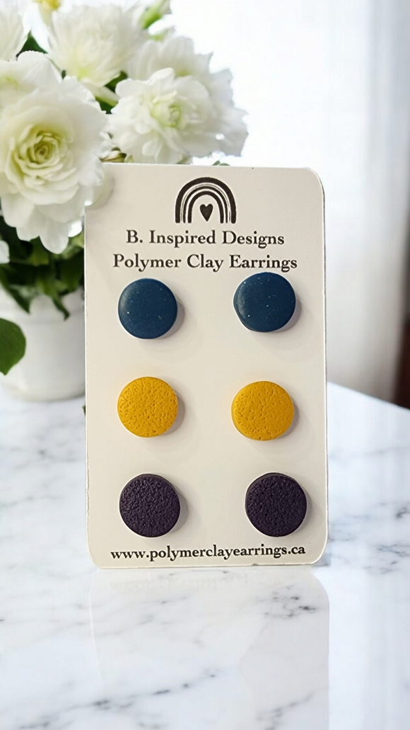 Teal, Mustard & Purple Stud Set