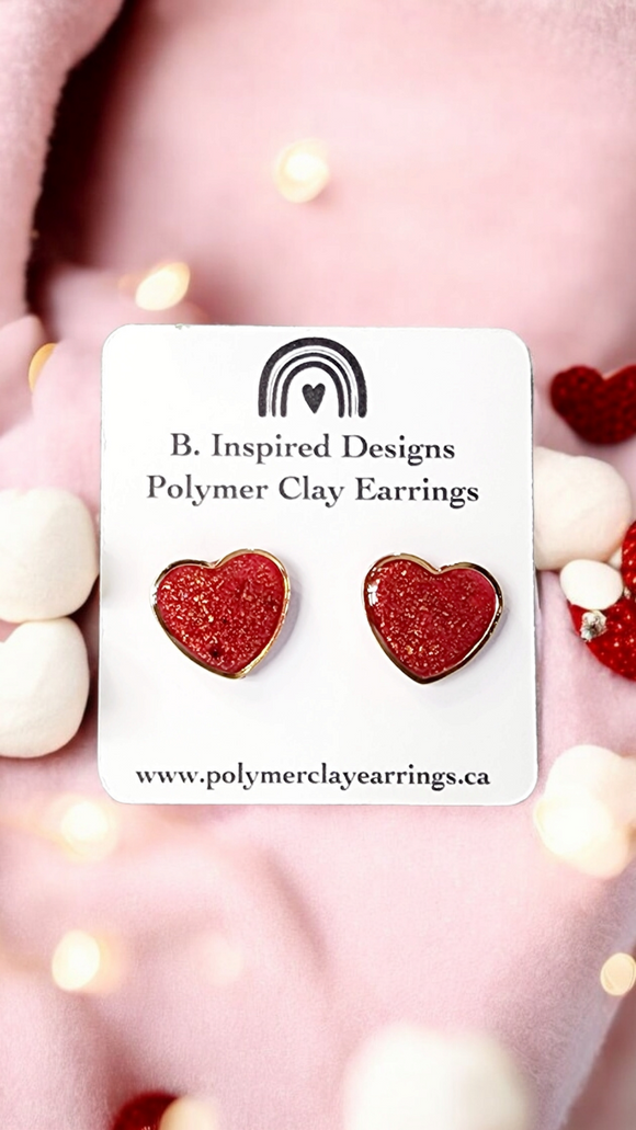 Red and gold heart studs
