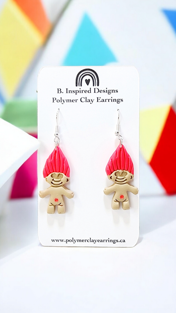 Retro Troll Dangles- Pinkish Red