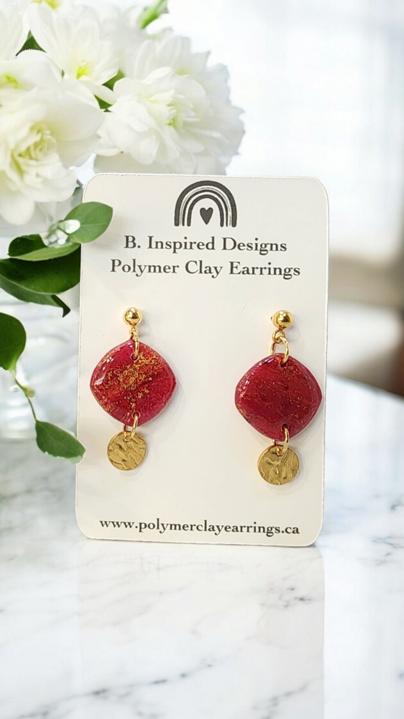 Red and Gold Square Dangles