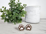 Polymer Clay paw studs. Available in 3 colours. Handprinted. Finished with titanium stud posts for sensitive ears.