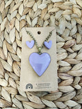 Heart Necklace and Earring Set- Lavender