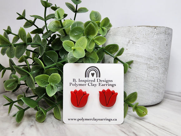 Tulips Studs in Red