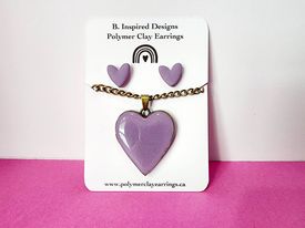 Heart Necklace and Earring Set- Lavender